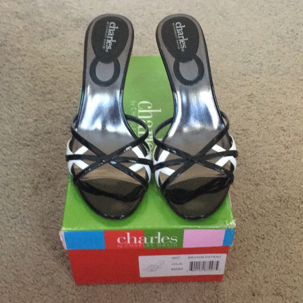 Charles David black strapping heels